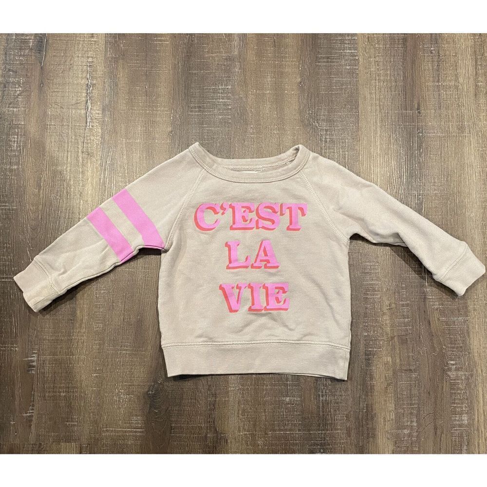 Baby Girls Peek Little Peanut Cest La Vie Sweatshirt Sz 6-12 months french pink